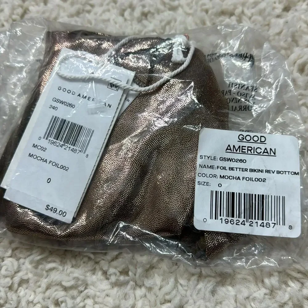 Good American Womens Better Bikini‎ Reversible Bottom Mocha Size XS New
